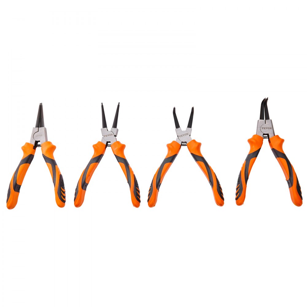 VEVOR Snap Ring Pliers Set, 4-Piece 0.07" Tip Diameter, High Carbon Steel Straight and Bent Jaw, Heavy Duty Internal and External Circlip Pliers Kit, with Portable Tool Bag, For Ring Remover Retaining