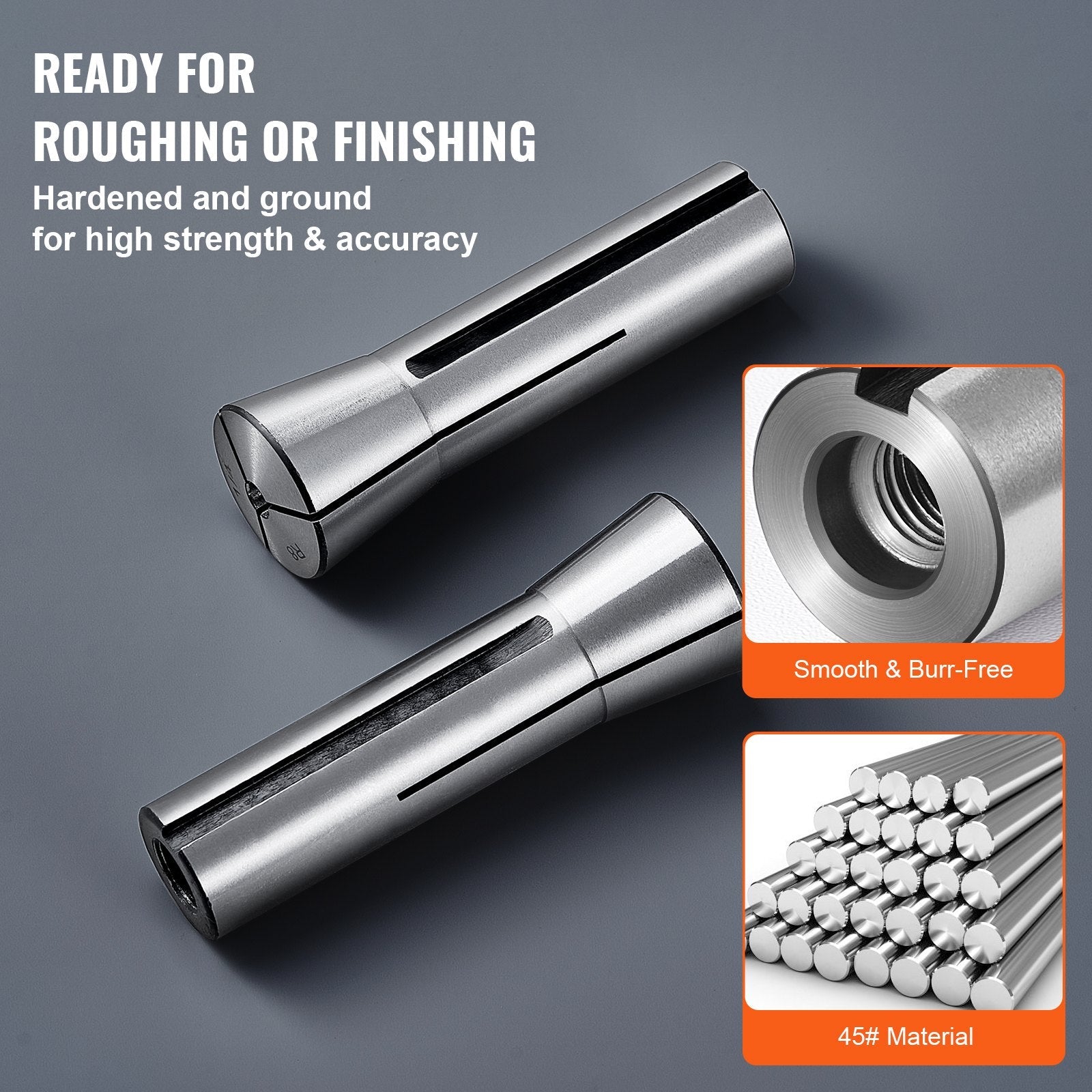 VEVOR 13 pcs Precision R8 Collet Set, 1/8'' - 7/8'', 45# Alloy Steel Mill Collet Chuck 0.0012"/30?m TIR with 13 Labeled Storage Boxes, for Milling Machine Drill Presses Boring Machine Machining Center