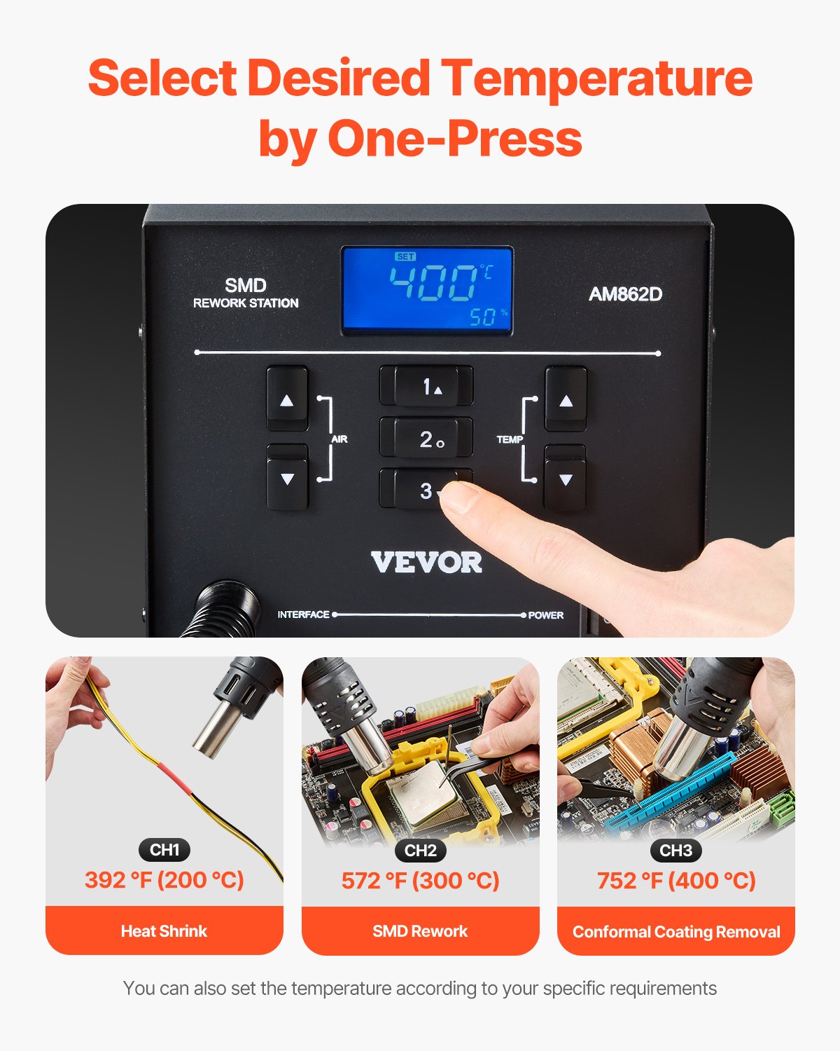 VEVOR Hot Air Rework Station 1000W LED Digital SMD Rework Station 212?-896?