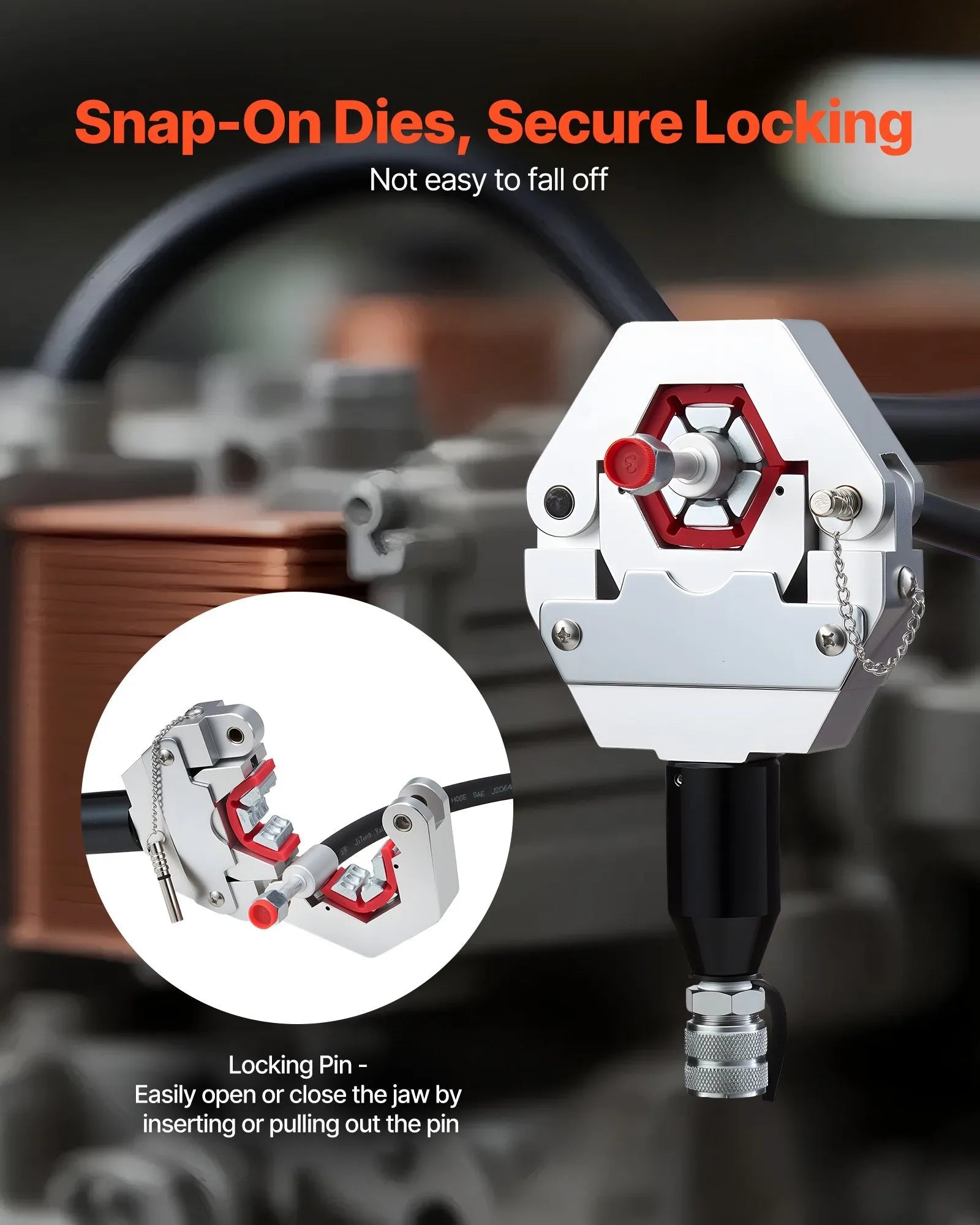 VEVOR Hydraulic Hose Crimper, Hydra-Krimp AC Hose Crimper Kit with 7 Dies Snap-On & Carrying Case, Hydraulic A/C Hoses Crimping Tool for Automotive & Air Conditioning Repair (Split with Manual Pump)