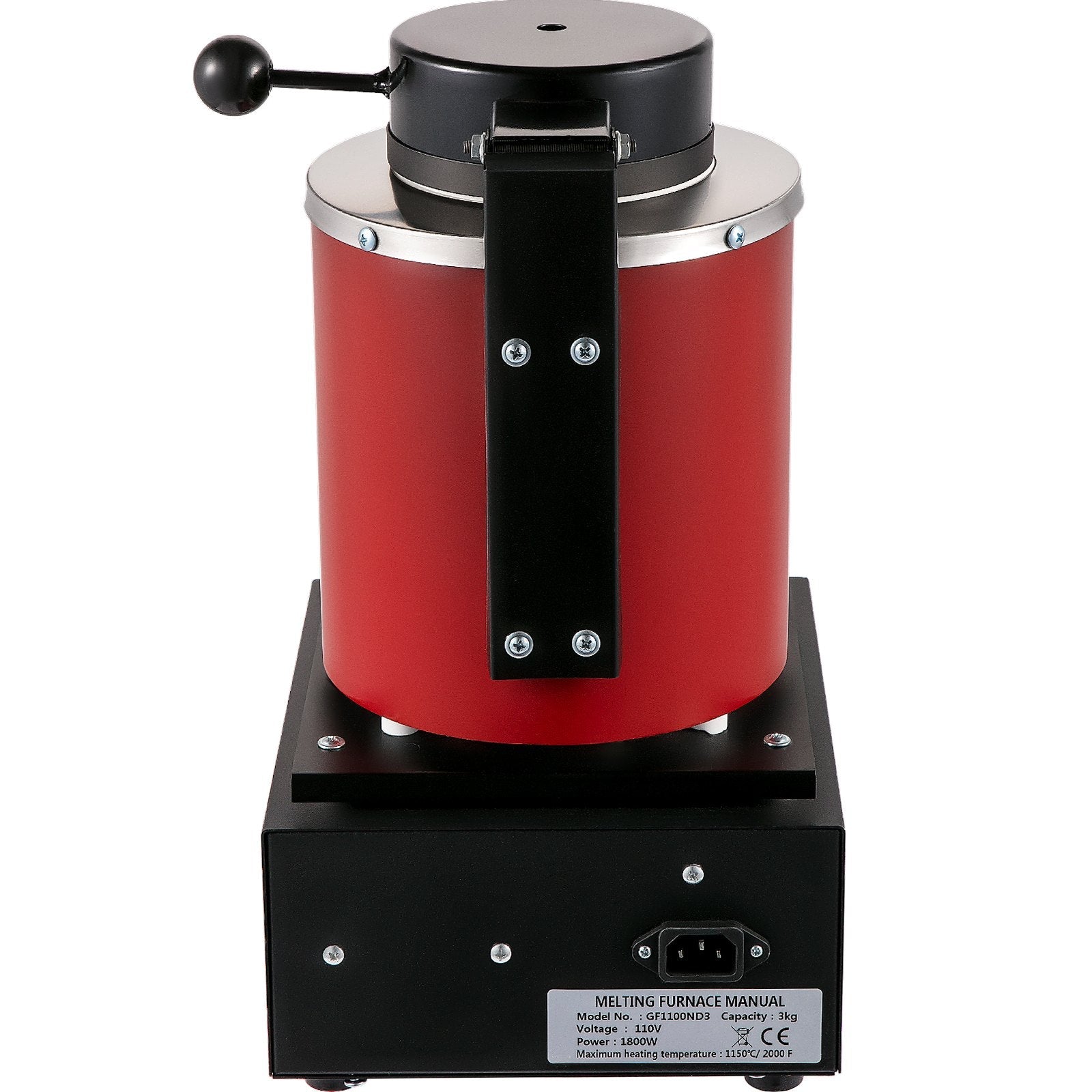 VEVOR Electric Melting Furnace, 3KG Digital Electric Melting Furnace, 1750W 1150?/2102 ? Gold Smelter Furnace W/ 1KG&3KG Graphite Crucible & Ingot Die for Processing of Melting Gold, Silver, Copper