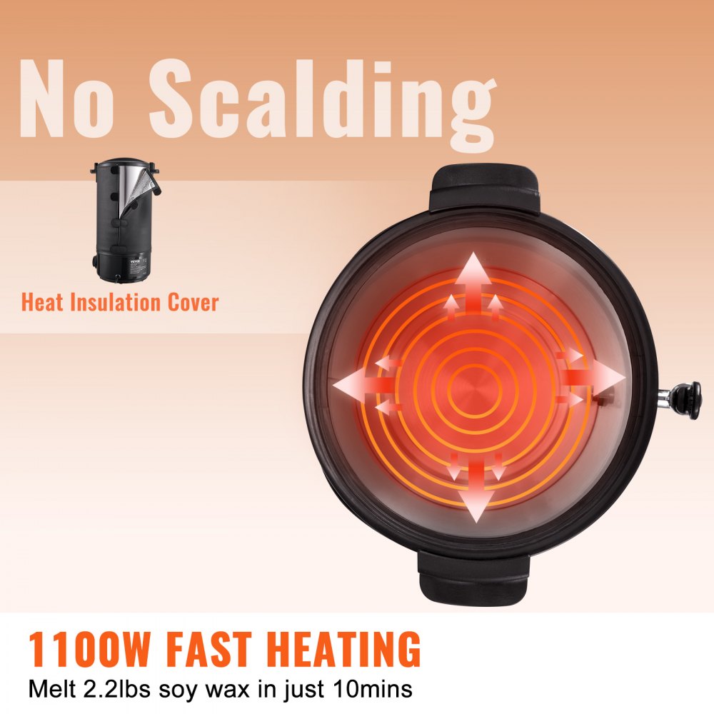 VEVOR Wax Melter for Candle Making, 10Liter Extra Large Electric Wax Melting Pot with Easy Pour Spout & 9-level Temp Control, Easy Clean for Candle Soap Cream Beauty Bulk Production Business or Home