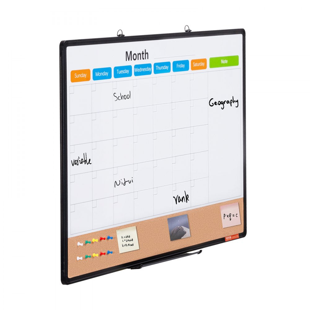 VEVOR 36"x24" Monthly Calendar Whiteboard & Cork Board Combo with Aluminum Frame