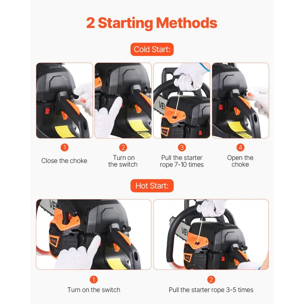 62cc Gas Chainsaw – 20-Inch 3.8 HP Gas Powered Chain Saw for Wood Cutting & Tree Trimming