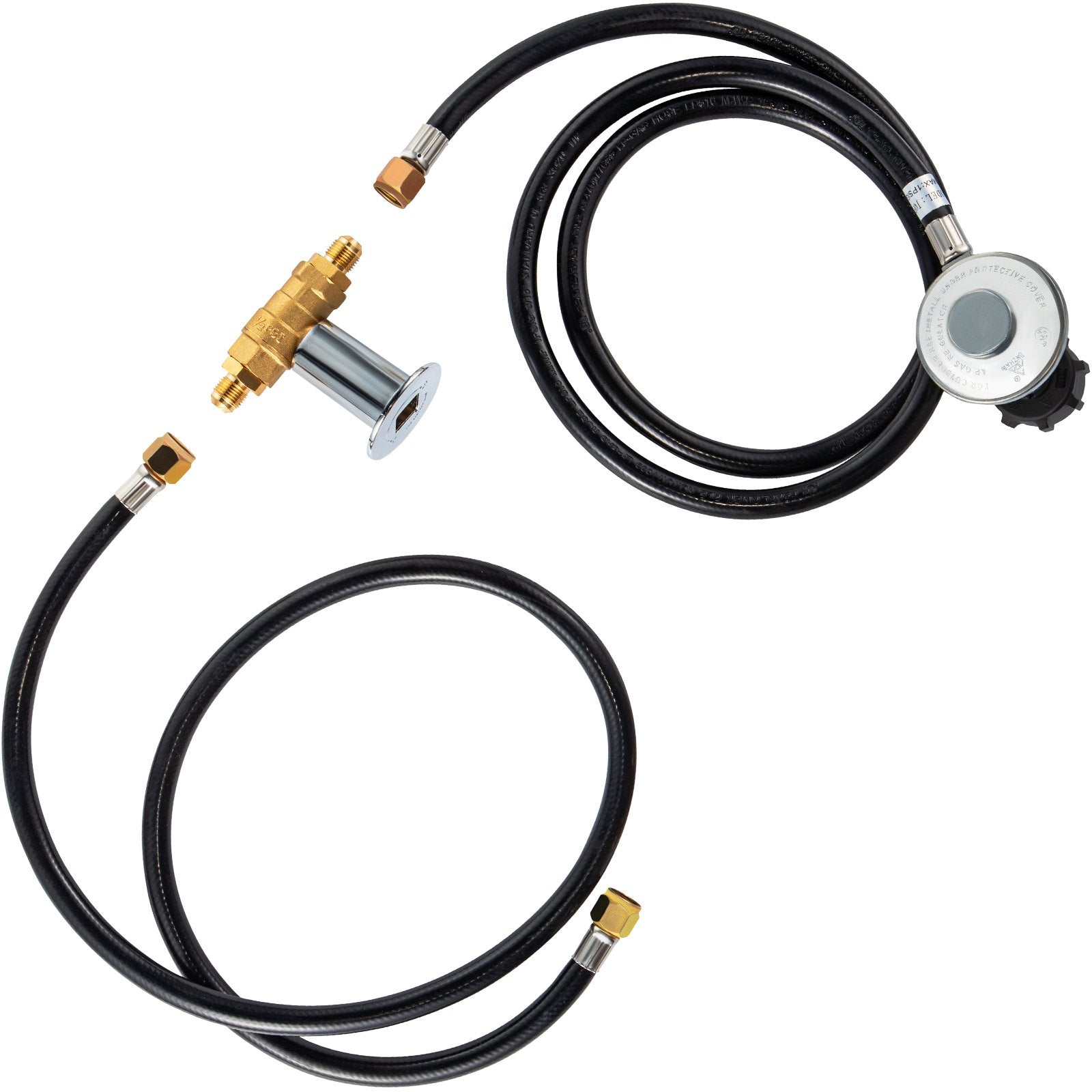 VEVOR Fire Pit Installation Kit, 90K BTU Max Propane Fire Pit Hose Kit, Certified Propane Connection Kit, Gas Mixer Regulator with 1/2" Chrome Key Valve for Propane Connection