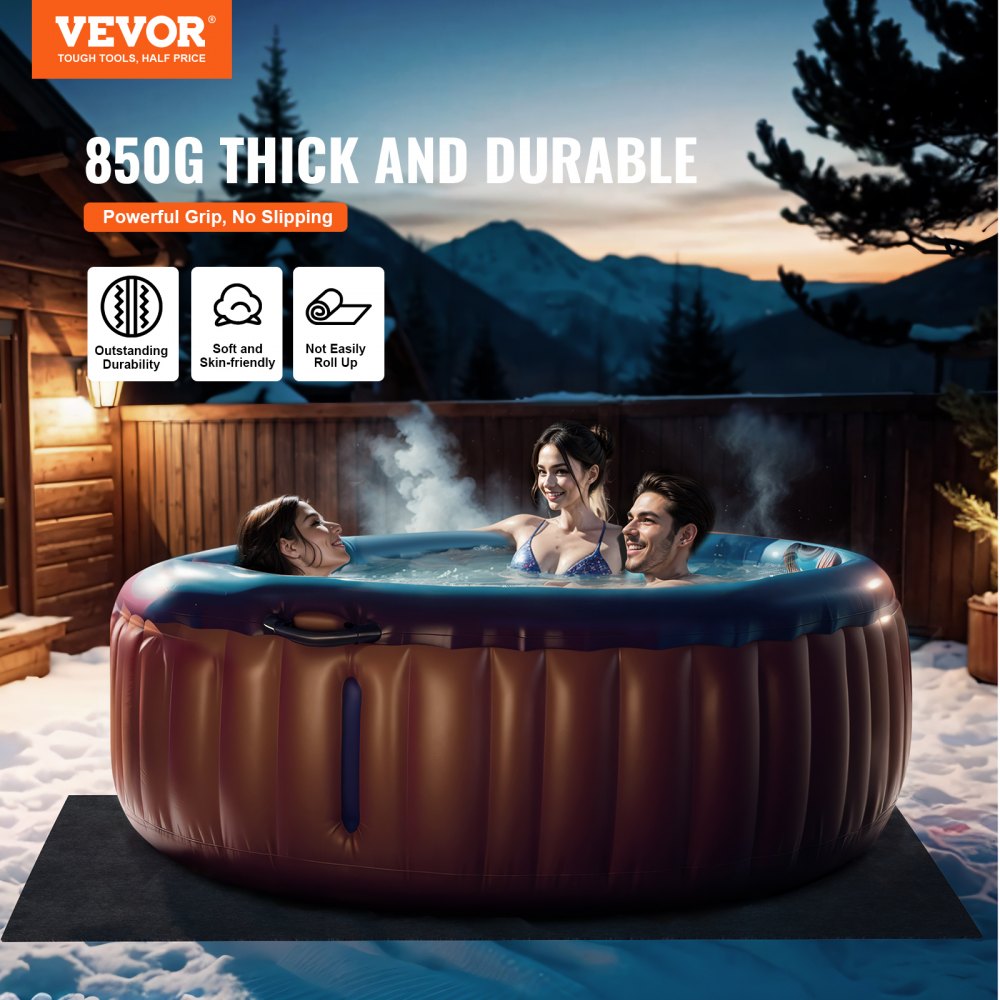 VEVOR 80 Inch Diameter Round Hot Tub Mat, Extra Large Inflatable Hot Tub Pad, Waterproof Slip-Proof Backing, Absorbent Spa Pool Ground Base Flooring Protector Mat Reusable Outdoor & Indoor