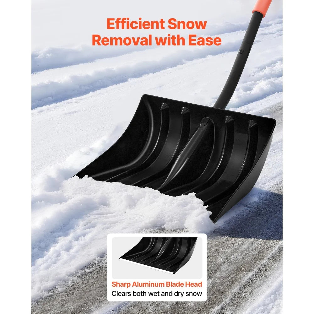 17-Inch Plastic Snow Shovel with Aluminum Blade and D-Shaped Handles