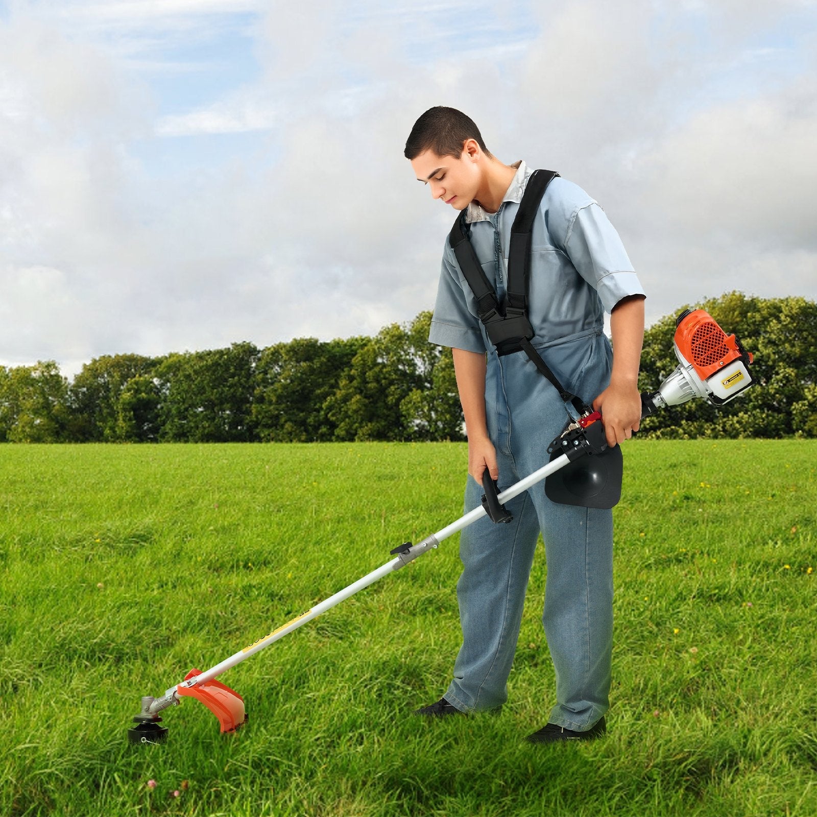 VEVOR Cordless String Trimmer 16.9" 25.2CC 2-Stroke Gas Powered Grass Trimmer