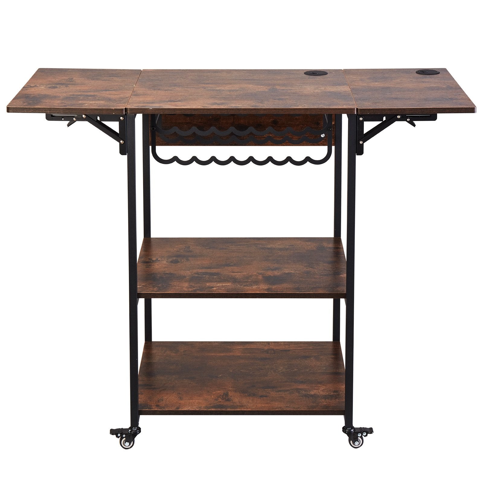 VEVOR Heat Press Table 3Tier Movable Heat Press Stand Foldable with Wheels Brown
