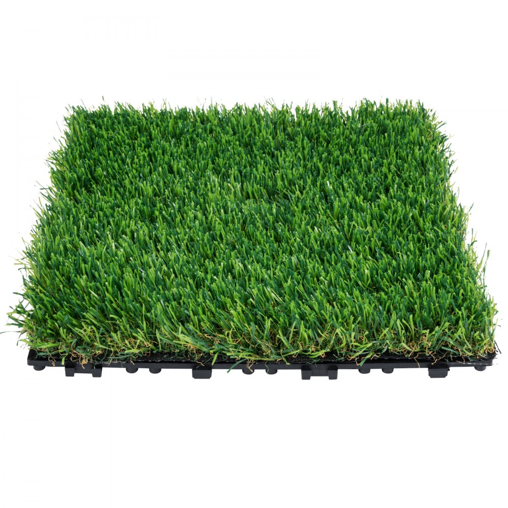 VEVOR Artifical Grass Tiles Interlocking Turf Deck Set, 18 Pack - 12"x12", Synthetic Fake Grass Self-draining Mat Flooring Decor Pad, Perfect For Multi-Purpose Indoor Outdoor Entryway Scraper Dog Mats