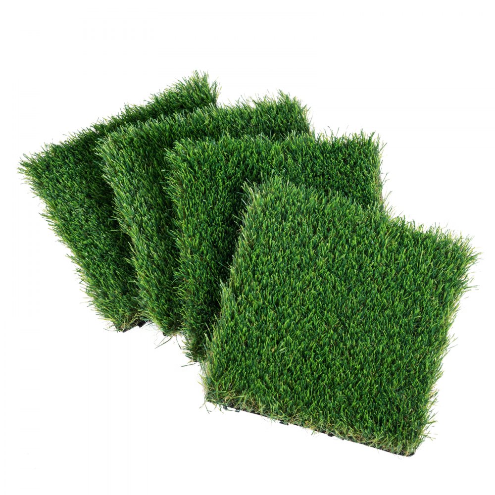 VEVOR Artifical Grass Tiles Interlocking Turf Deck Set, 18 Pack - 12"x12", Synthetic Fake Grass Self-draining Mat Flooring Decor Pad, Perfect For Multi-Purpose Indoor Outdoor Entryway Scraper Dog Mats