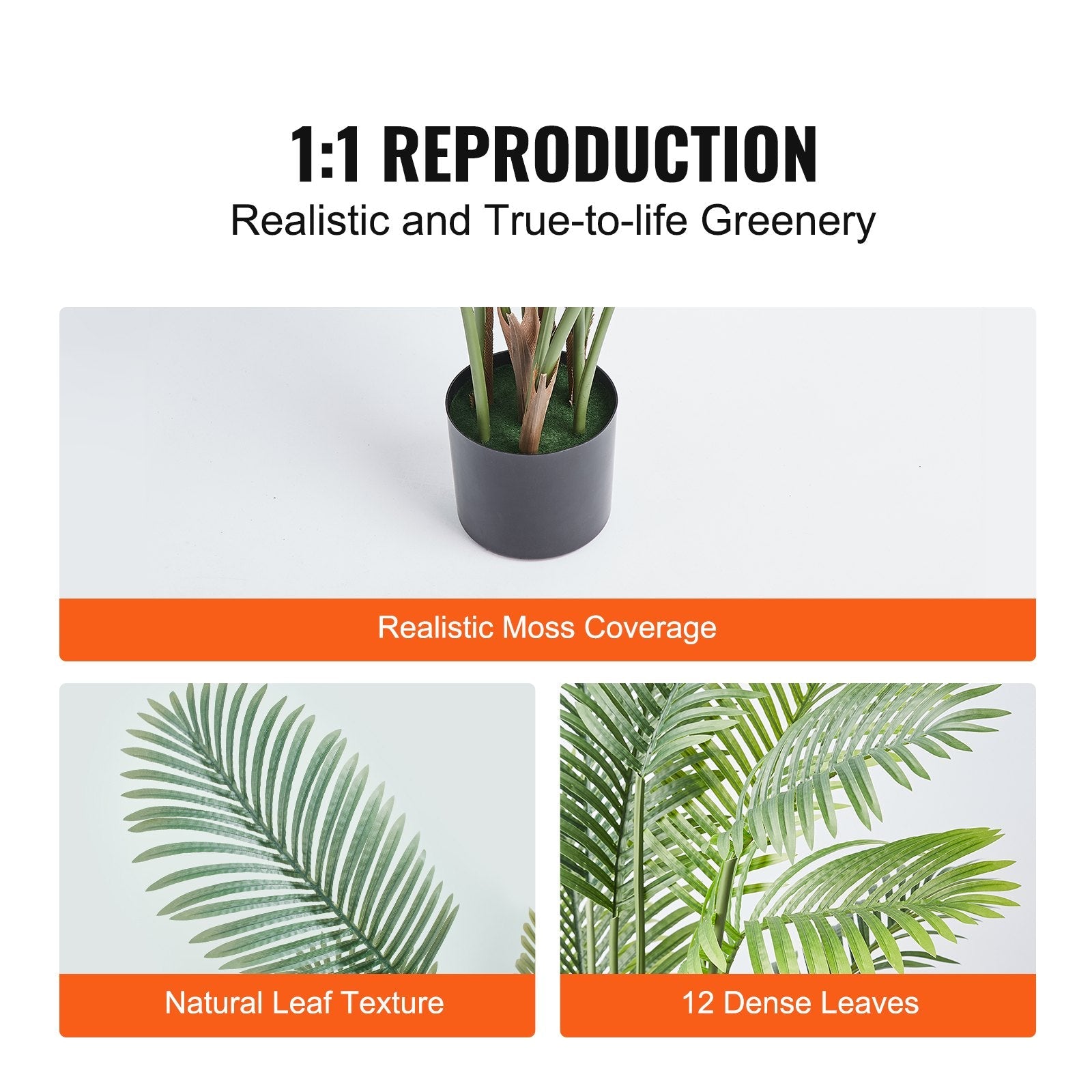 VEVOR Artificial Palm Tree, 5 FT Tall Faux Plant, Secure PE Material & Anti-Tip Tilt Protection Low-Maintenance Plant, Lifelike Green Fake Tree for Home Office Warehouse Decor Indoor Outdoor