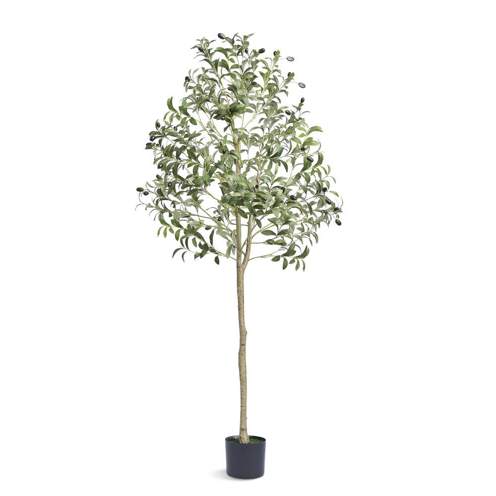 VEVOR Artificial Olive Tree, 5 FT Tall Faux Plant, Secure PE Material & Anti-Tip Tilt Protection Low-Maintenance Plant, Lifelike Green Fake Potted Tree for Home Office Warehouse Decor Indoor Outdoor