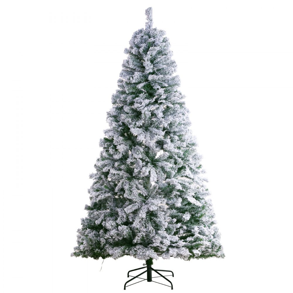 VEVOR Christmas Tree 7.5ft Prelit Flocked Xmas Tree with 550 LED Lights 1346 Tip