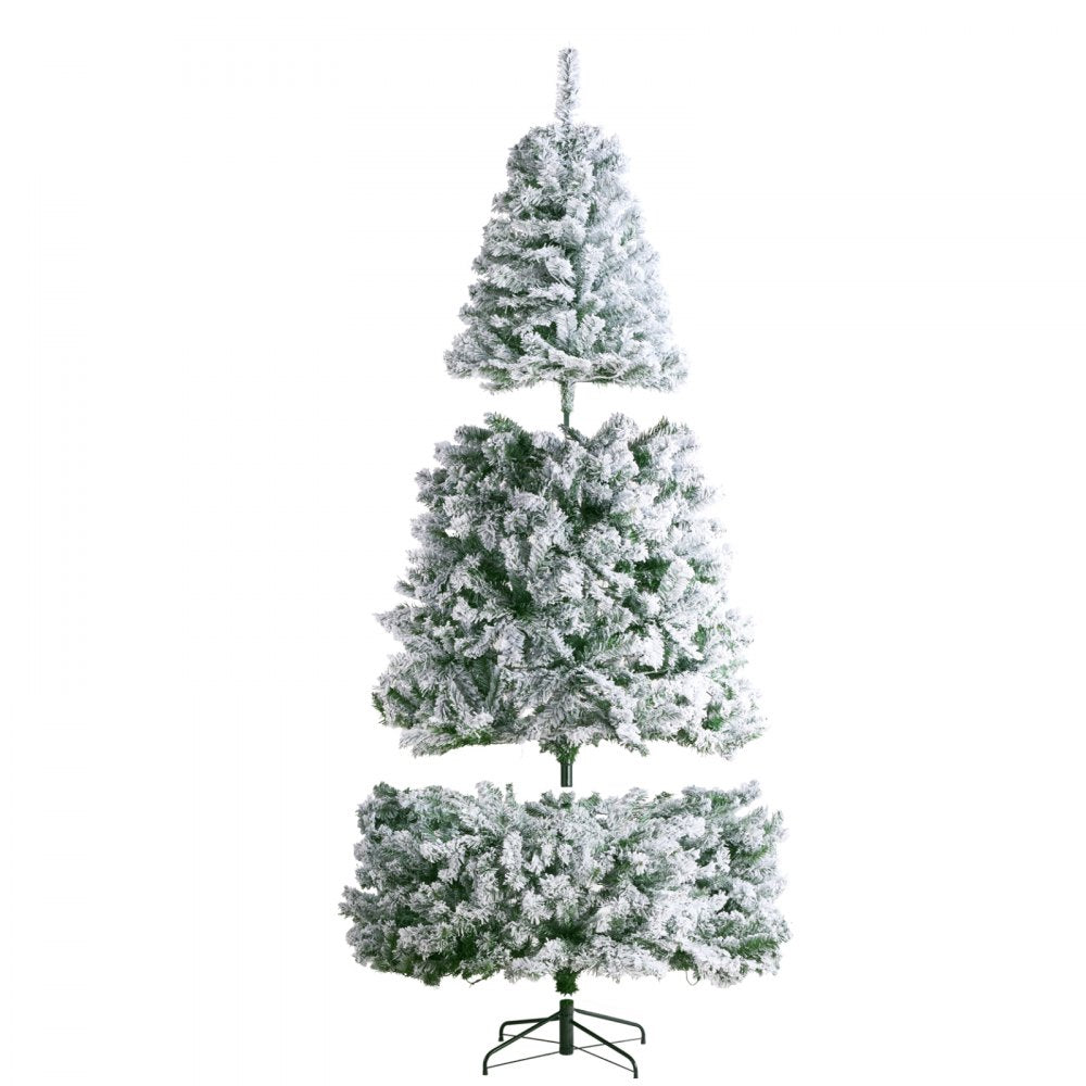 VEVOR Christmas Tree 7.5ft Prelit Flocked Xmas Tree with 550 LED Lights 1346 Tip