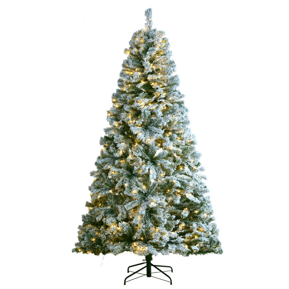VEVOR Christmas Tree 7.5ft Prelit Flocked Xmas Tree with 550 LED Lights 1346 Tip