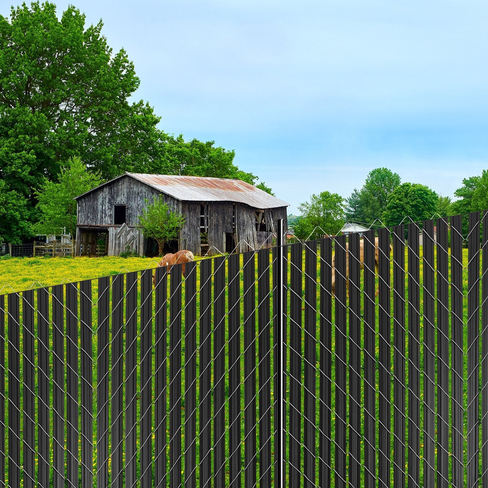 VEVOR Chain Link Fence Privacy Slats Double-Wall with Wings for 8' High Fence