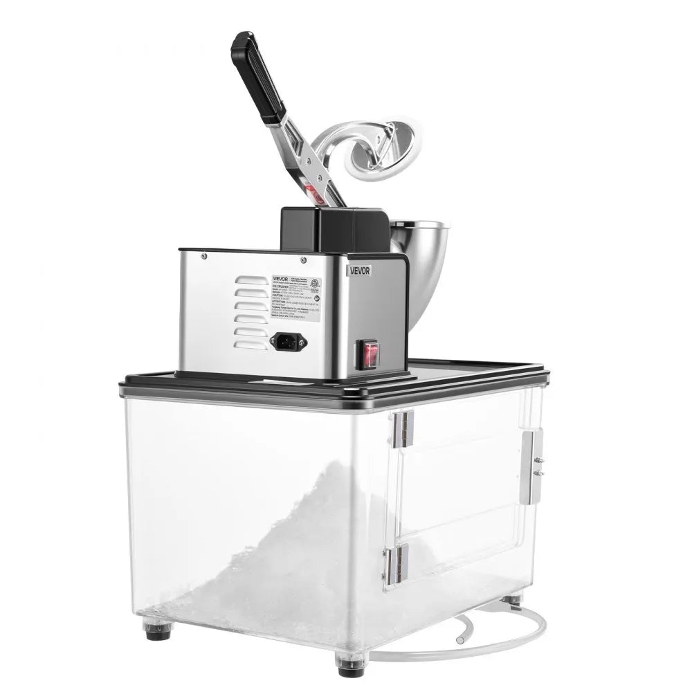 VEVOR Commercial Ice Crusher 661LBS/H, 350W Electric Snow Cone Machine with 4 Blades, 2000RPM Stainless Steel Shaved Ice Machine with 11 Gal Crushed-Ice Box, for Family Restaurants Bars, Black