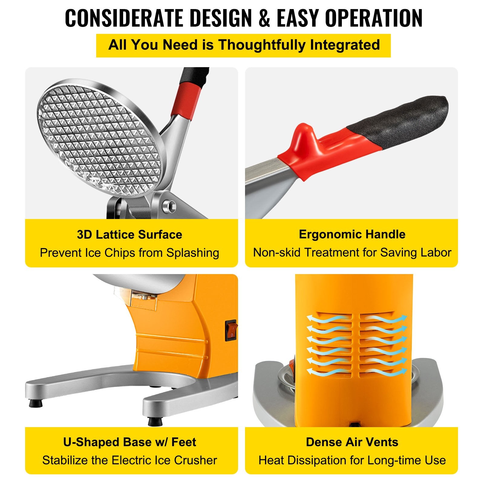 VEVOR Electric Ice Shaver Crusher, 210LBS/H Snow Cone Maker Machine w/ Dual Stainless Steel Blades, 300W 1450 RPM Shaved Ice Machine w/ Ice Plate & Additional Blade, for Home and Commercial Use, 110V