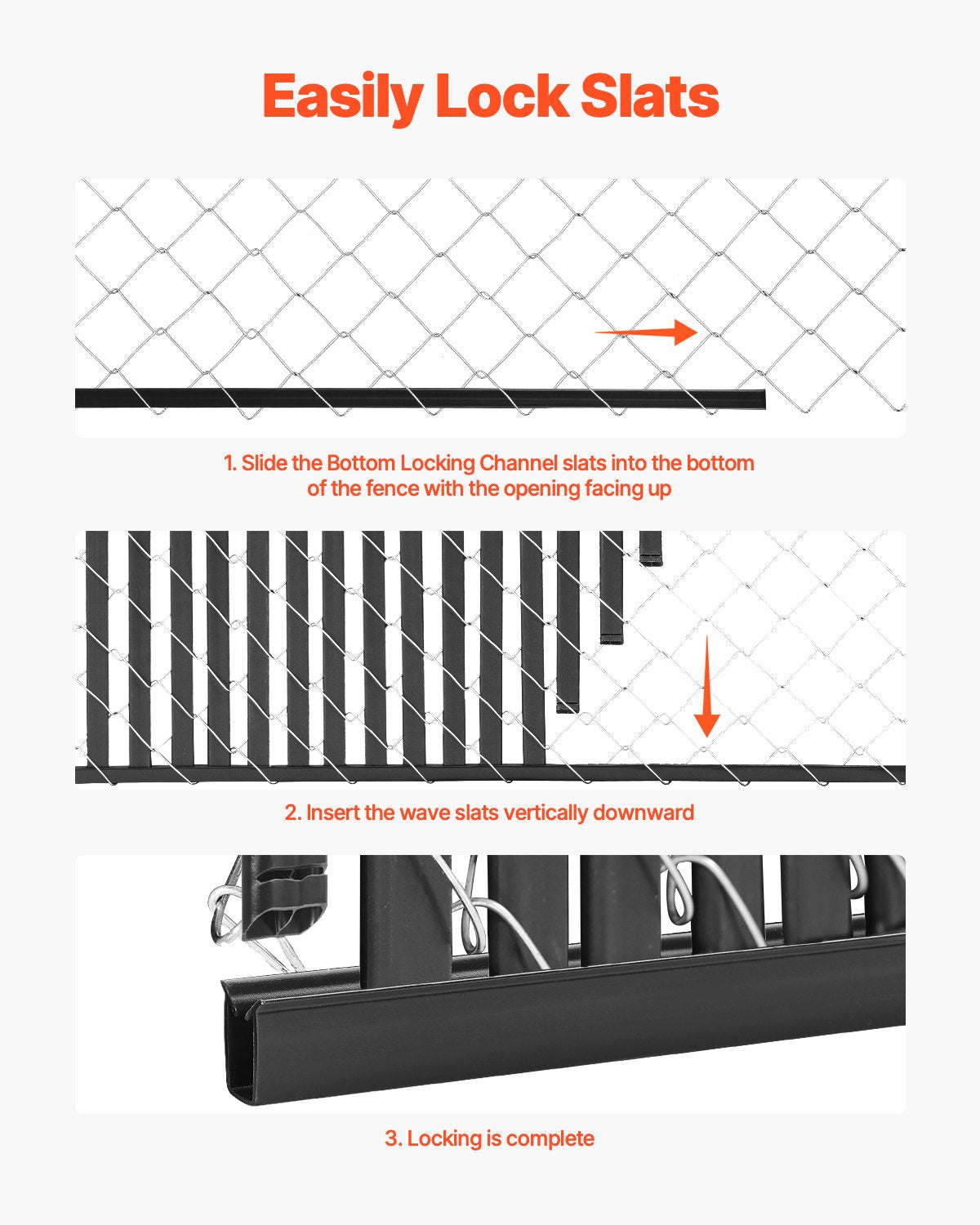 VEVOR Chain Link Fence Privacy Slats Double-Wall for 6' High Fence Bottom Lock