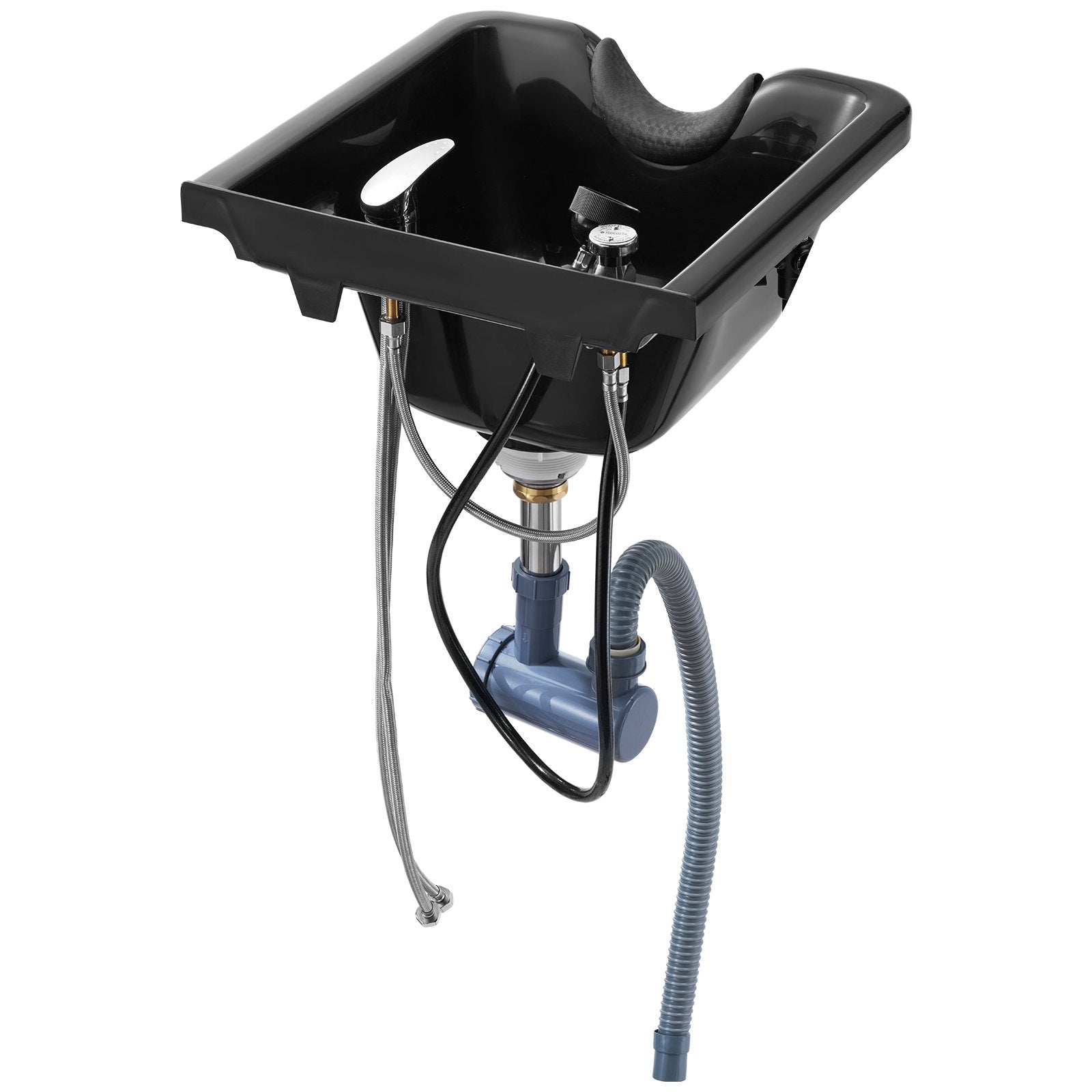 VEVOR Shampoo Basin, Black Hairdresser Sink Shampoo Bowl Sink, ABS Plastic Salon and Spa Hair Washing Sink, Hair Backwash Basin Beauty Salon Equipment for Hair Stylists