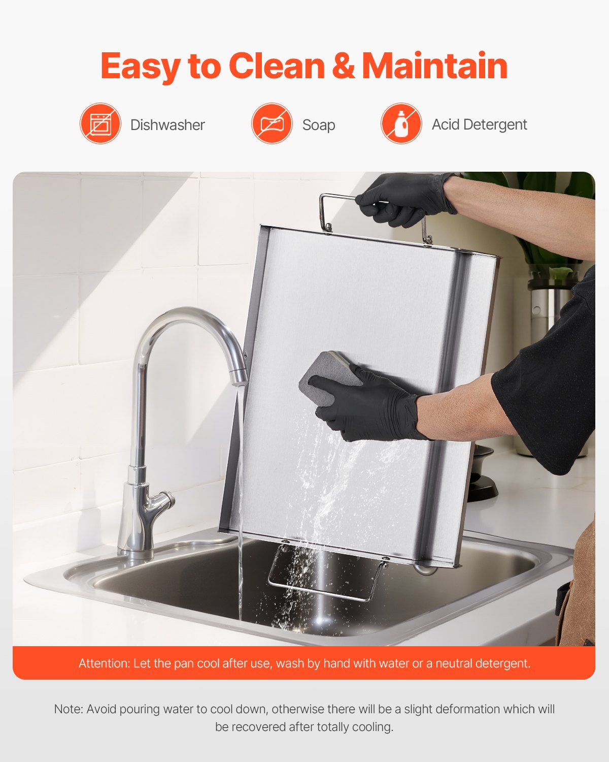 VEVOR 17x13 in Flat Top Griddle Stainless Steel Universal BBQ Grill Pan Cookware