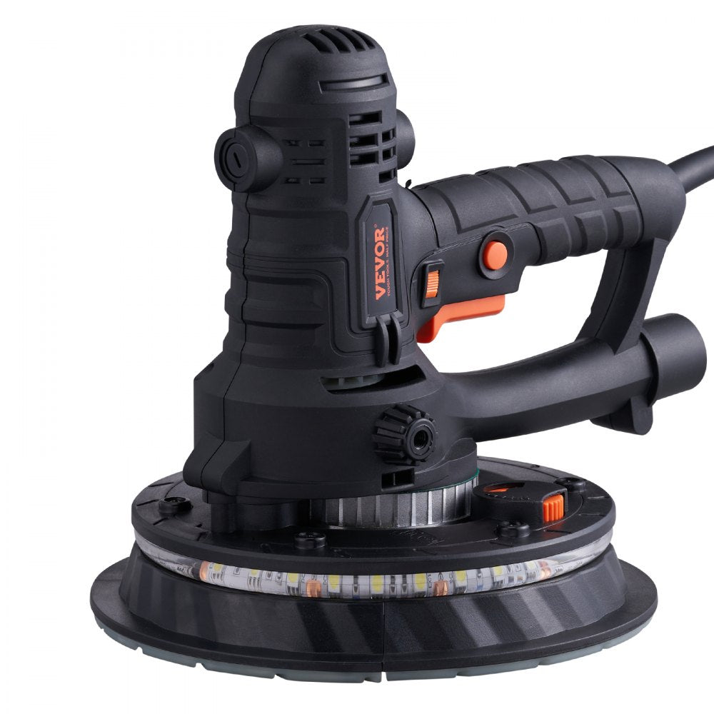 VEVOR Drywall Sander, 800W Electric Sander with 12 Sanding Discs, Variable Speed 1200-2300 RPM Wall Sander with Automatic Vacuum Dust Collection System, Double LED Lights, Dust Bag, Detachable Edge