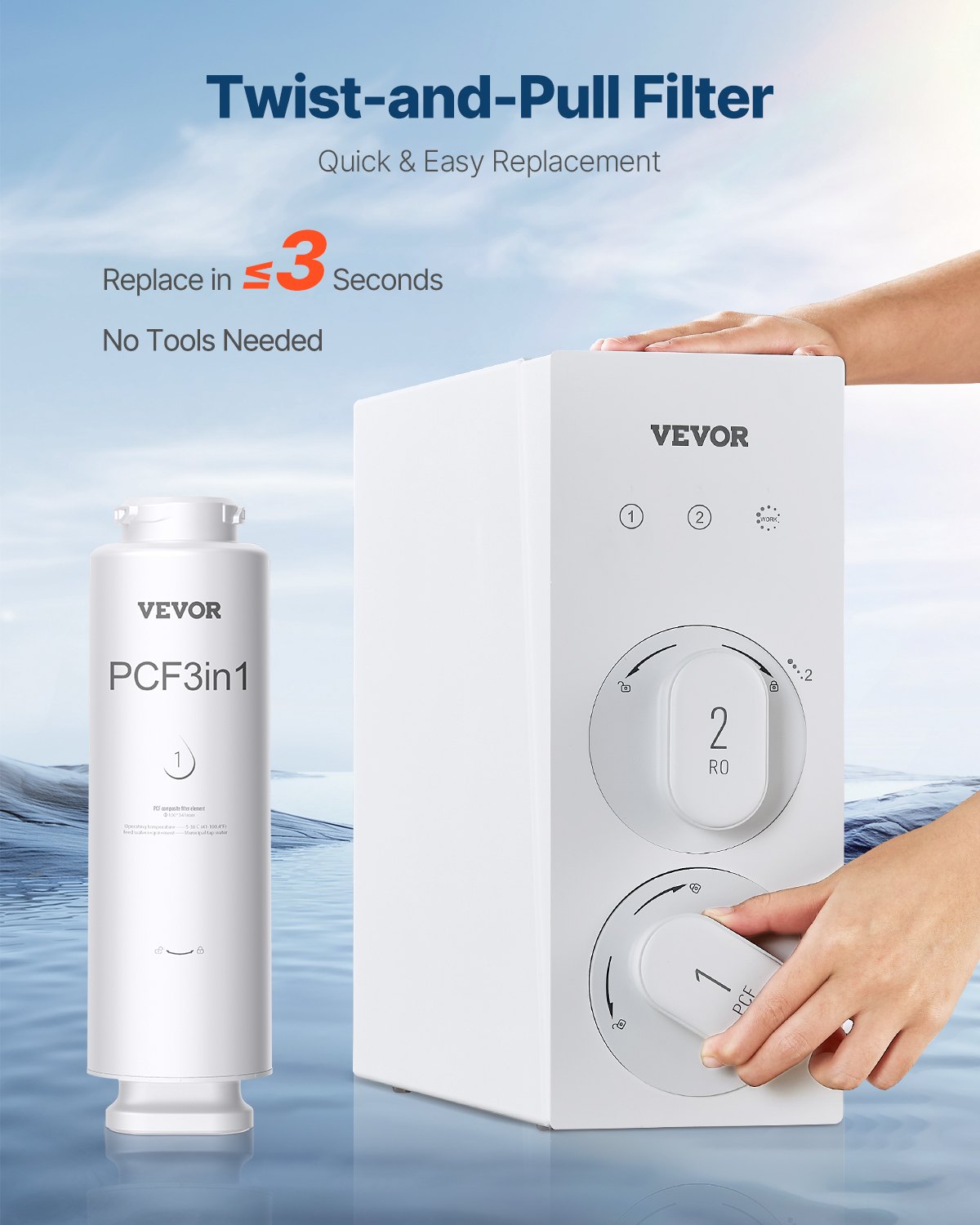 VEVOR PCF Composite Filter Replace for SS-001/003/005 Under Sink Water Filter