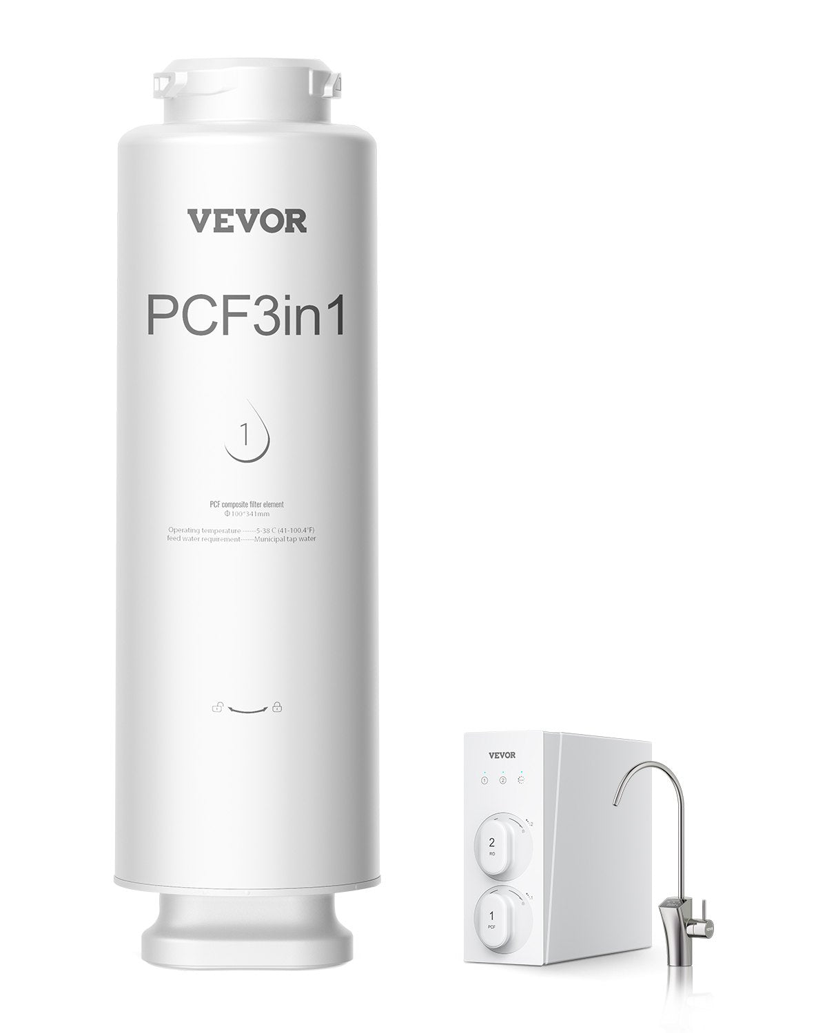 VEVOR PCF Composite Filter Replace for SS-001/003/005 Under Sink Water Filter