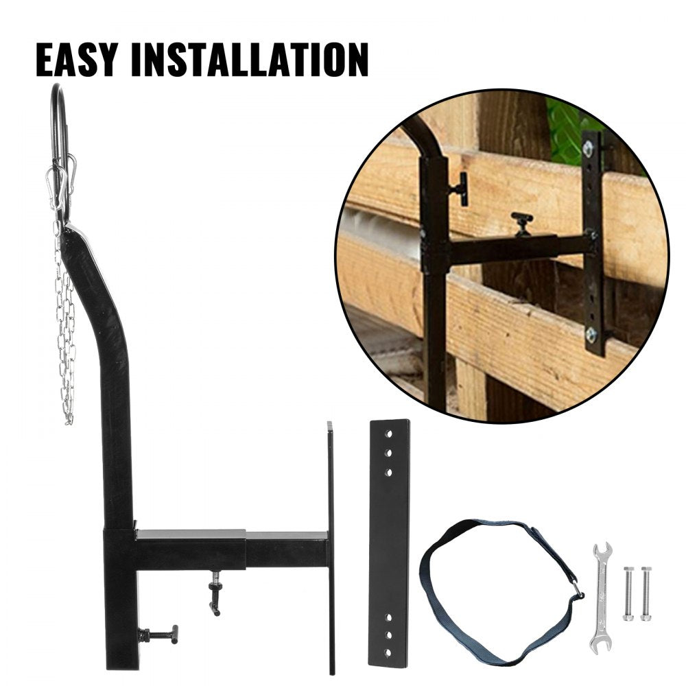 VEVOR Livestock Stand, 9.8" Height and Trimming Stand 5.9" Length Adjustable, Steel Gate Attachment Nose Loop Headpiece, Nose Loop Goat Trimming Stands, Sheep Shearing Stand, for Sheep & Goats