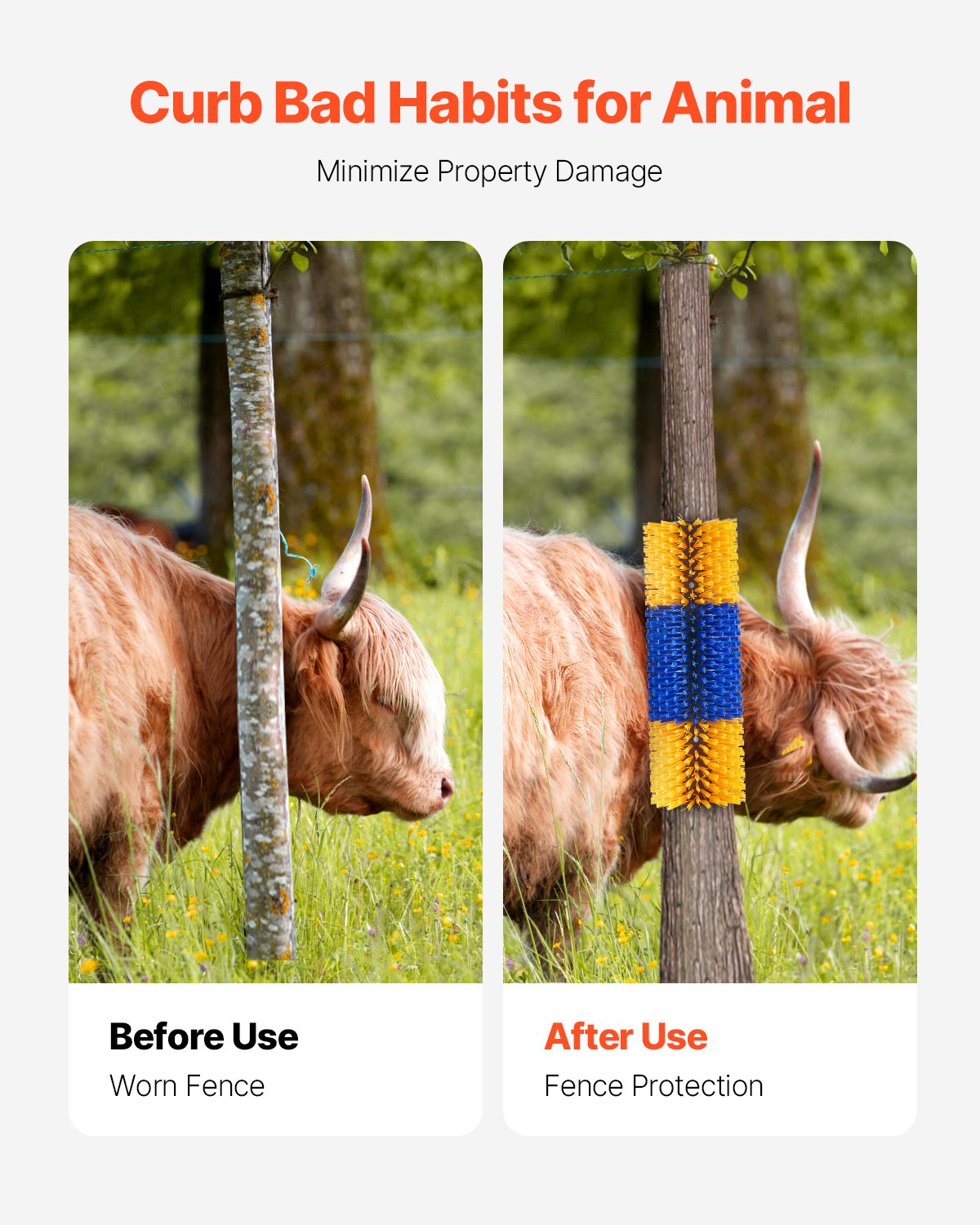 VEVOR Livestock Scratching Brush 17.1 in Horse Scratcher Brush for Itch Relief