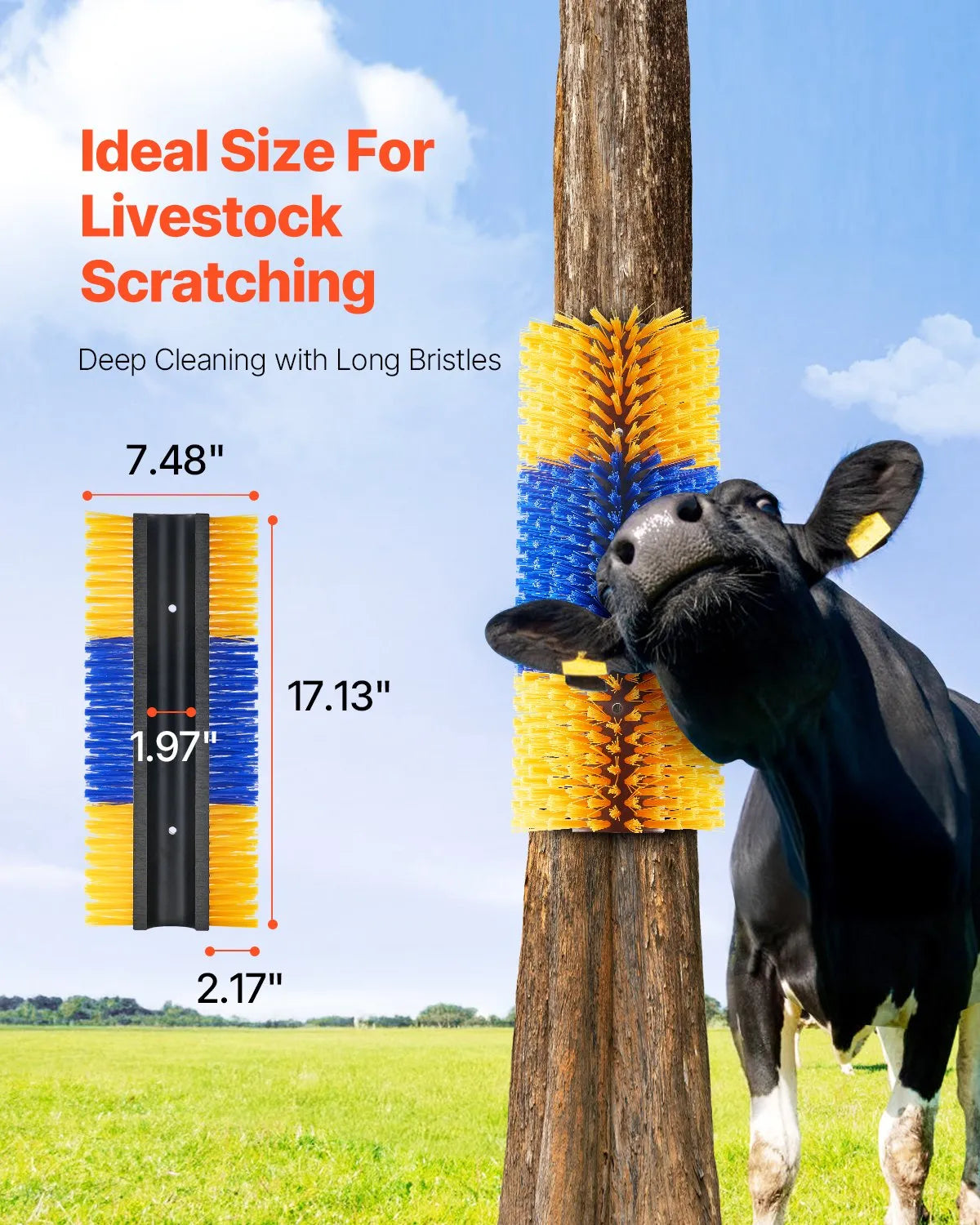 VEVOR Livestock Scratching Brush 3Pcs Itch Relief Horse Scratcher Brush 17.1 in