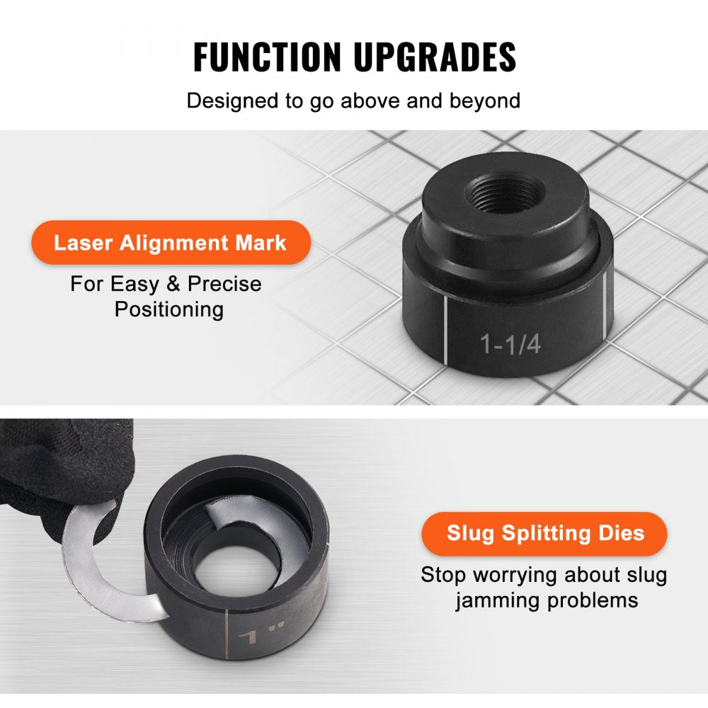 VEVOR 15 Ton Hydraulic Knockout Punch Driver Kit Hole Tool 1/2"-4" with 10 Dies