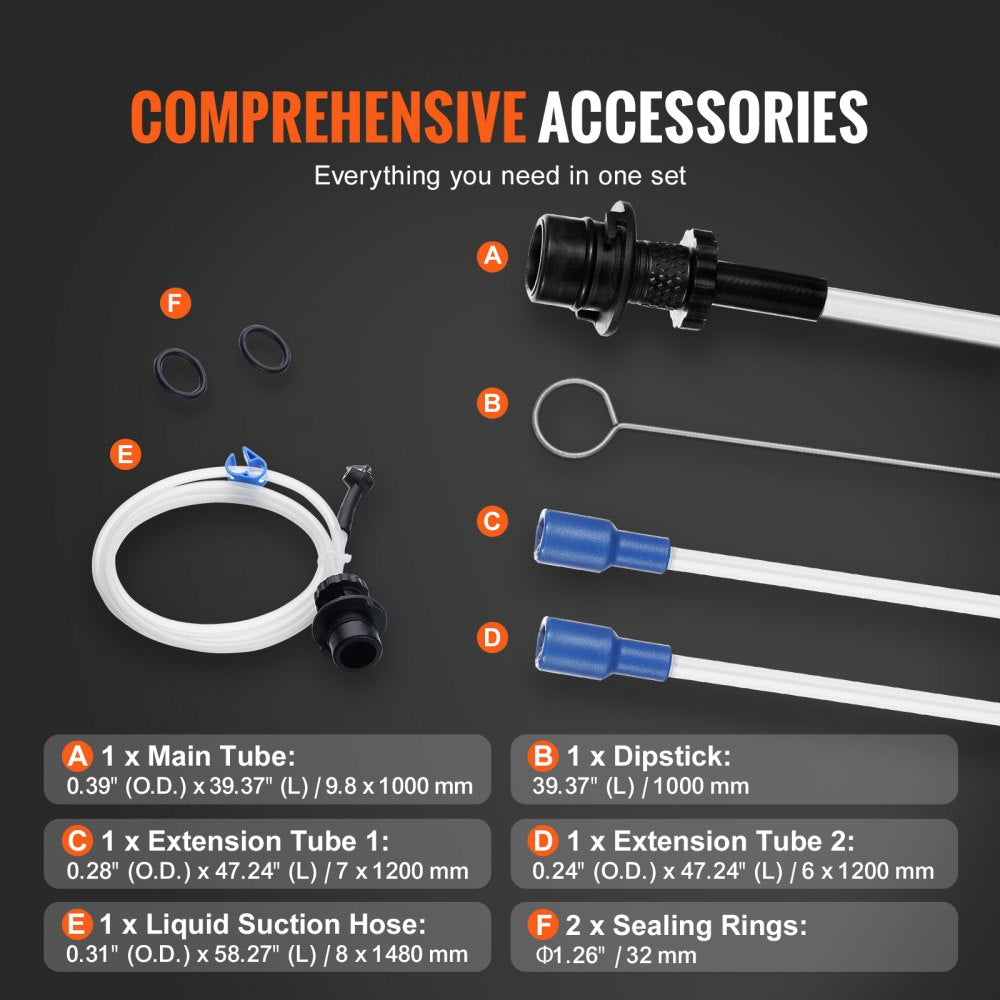 VEVOR Fluid Extractor, 1.74 Gallons (6.5 Liters), Manual Hand-Operated Oil Changer Vacuum Fluid Extractor with Dipstick and Hose, Oil Extractor Change Pump for Automotive Fluids Vacuum Evacuation