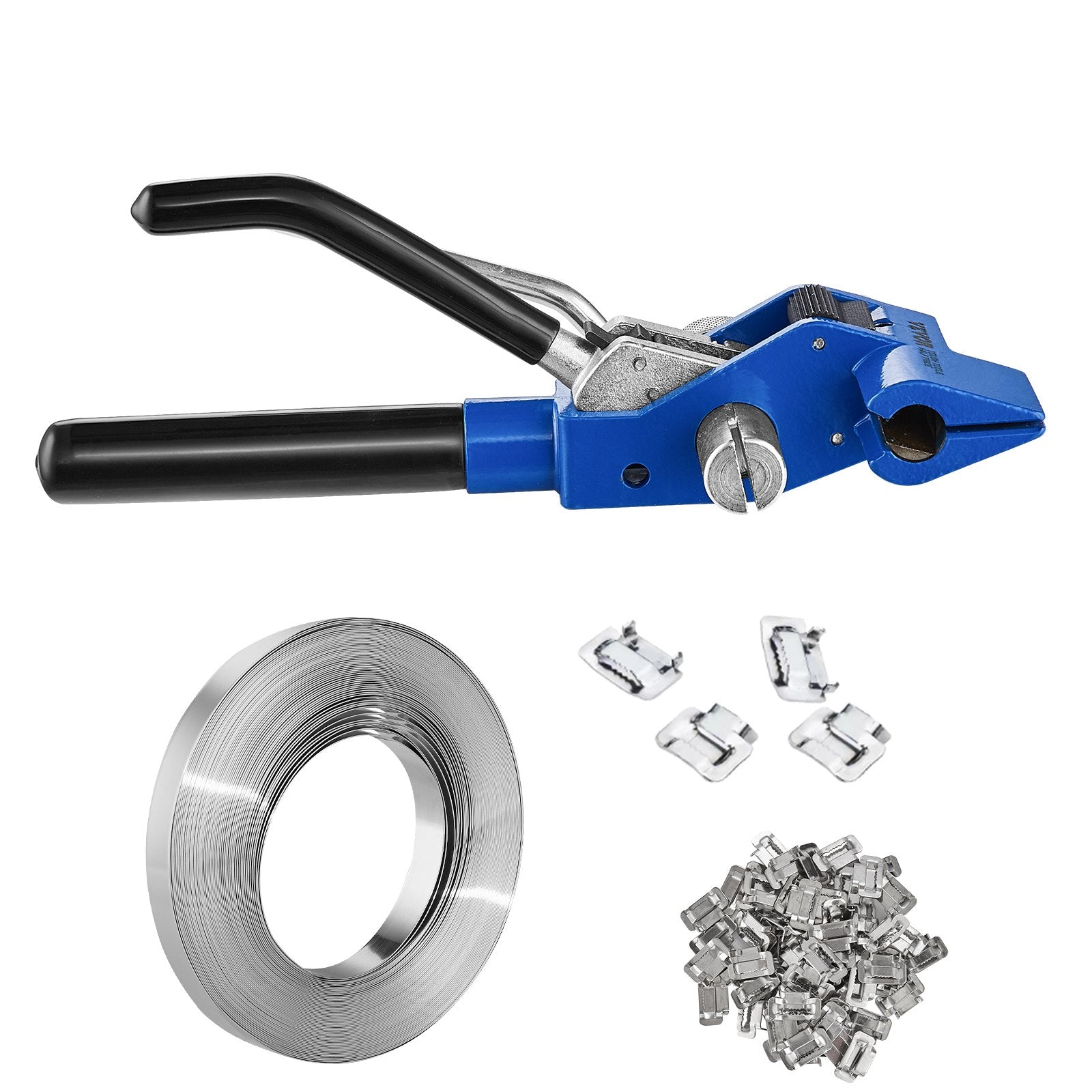 VEVOR Banding Strapping Kit with Strapping Tensioner Tool, 100 ft Length 304 Stainless Steel Banding, 100 Metal Seals, Pallet Packaging Strapping Banding Kit, Banding Packaging Strapping for Packing