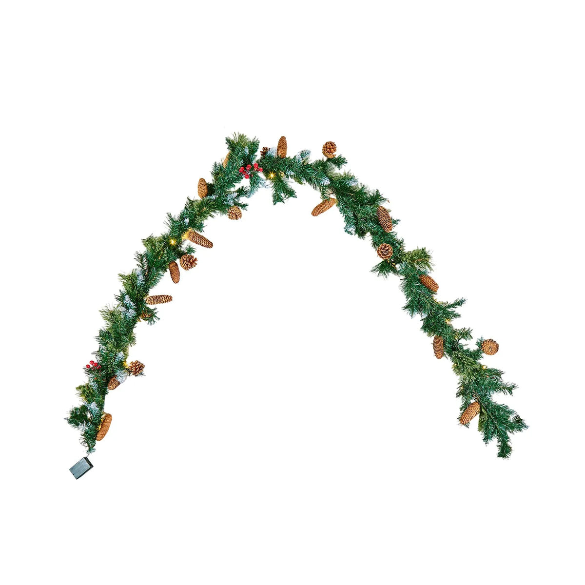 VEVOR 9-Ft Christmas Garland with 50 LED Lights, Artificial Pine Garland with Pine Cones and Berry Clusters for Mantel, Fireplace and Doorway
