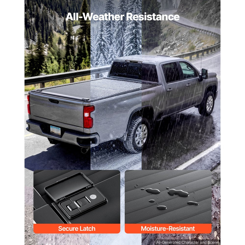 6.9 ft Retractable Hard Tonneau Cover for Chevy/GMC Silverado & Sierra 2500/3500HD – Waterproof Aluminum Truck Bed Cover