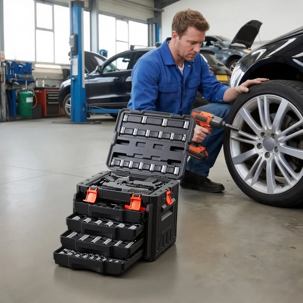 VEVOR 230-Piece Mechanic Tool Kit, Multi-Drive SAE & Metric Socket and Wrench Set with Case