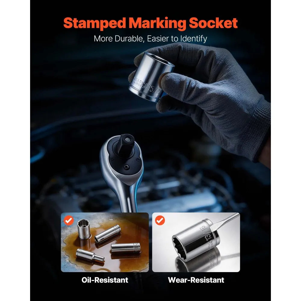 297-Piece Mechanics Tool Set – SAE & Metric Socket and Wrench Kit with Storage Case