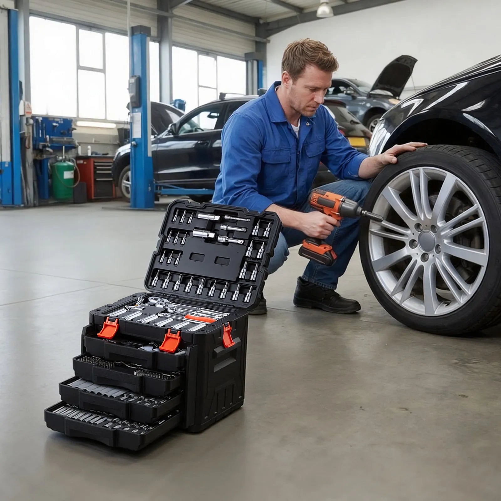 297-Piece Mechanics Tool Set – SAE & Metric Socket and Wrench Kit with Storage Case