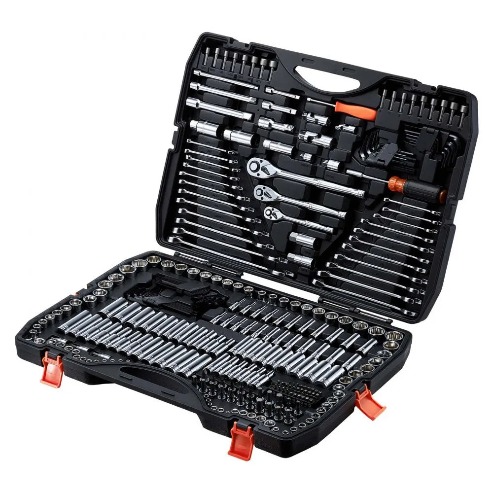 VEVOR 308-Piece Mechanic Tool Set, 1/4", 3/8" & 1/2" Drive SAE & Metric Socket and Wrench Kit