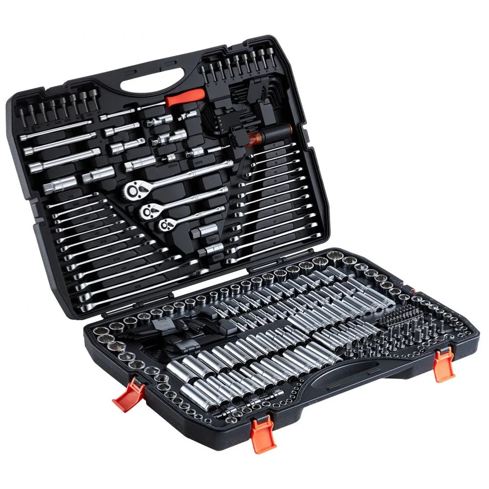 VEVOR 308-Piece Mechanic Tool Set, 1/4", 3/8" & 1/2" Drive SAE & Metric Socket and Wrench Kit