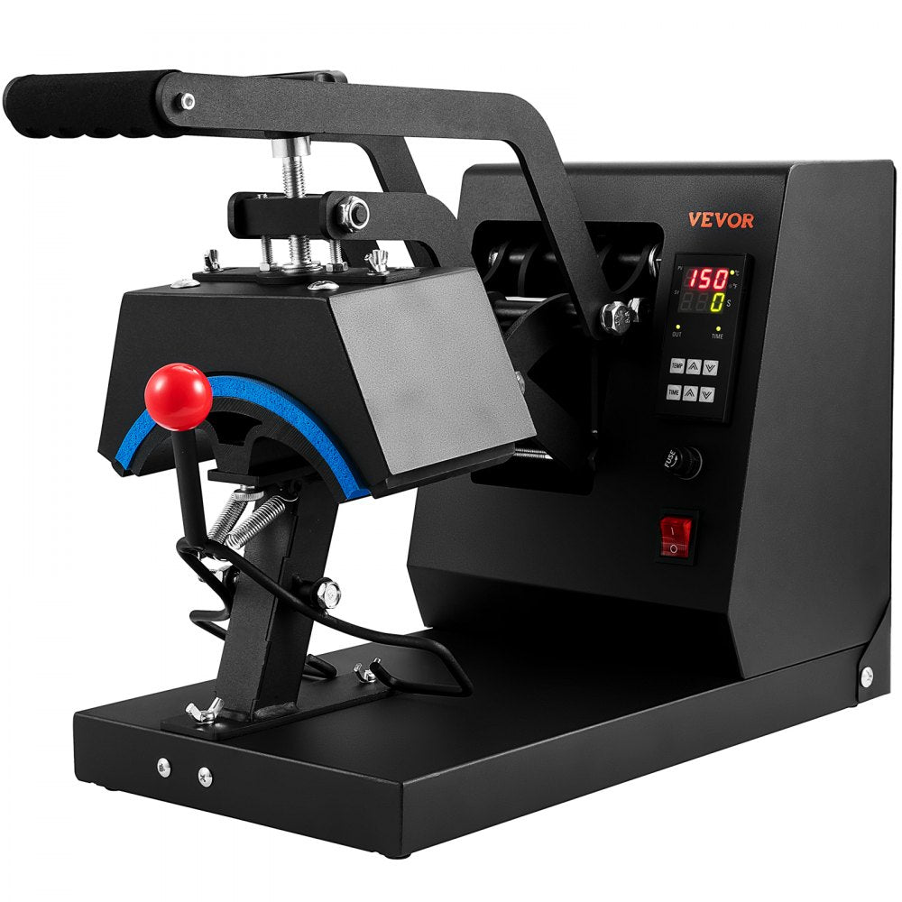 VEVOR Hat Heat Press, 4-in-1 Cap Heat Press Machine, 6 x 3in Clamshell Sublimation Transfer, LCD Digital Timer Temperature Control with 4pcs Curved Heating Elements (6x3/6.7x2.7/6.7x2.7/8.1x3.5)