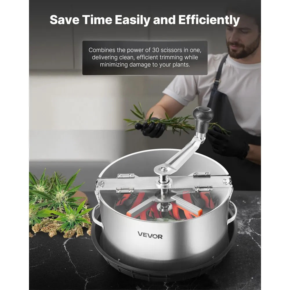 12-Inch Manual Bud & Leaf Bowl Trimmer with Stainless Steel Blades and Clear Viewing Lid