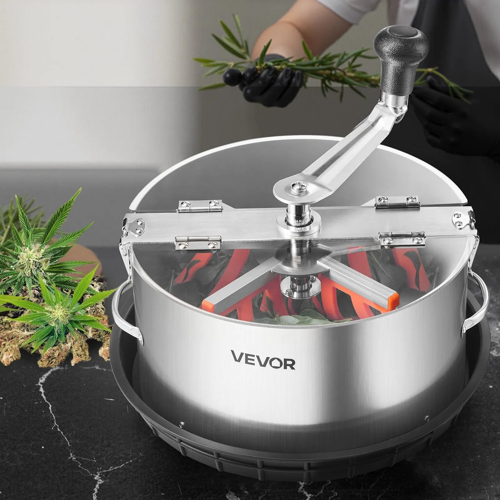 12-Inch Manual Bud & Leaf Bowl Trimmer with Stainless Steel Blades and Clear Viewing Lid