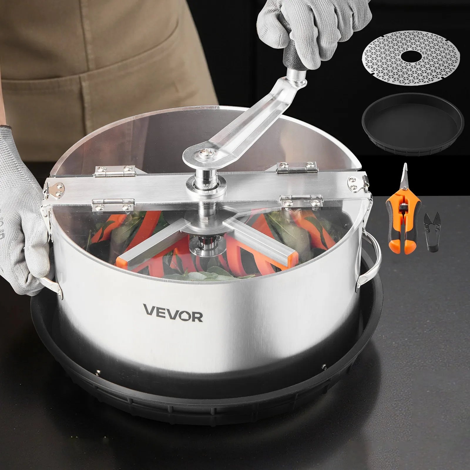 12-Inch Manual Bud & Leaf Bowl Trimmer with Stainless Steel Blades and Clear Viewing Lid