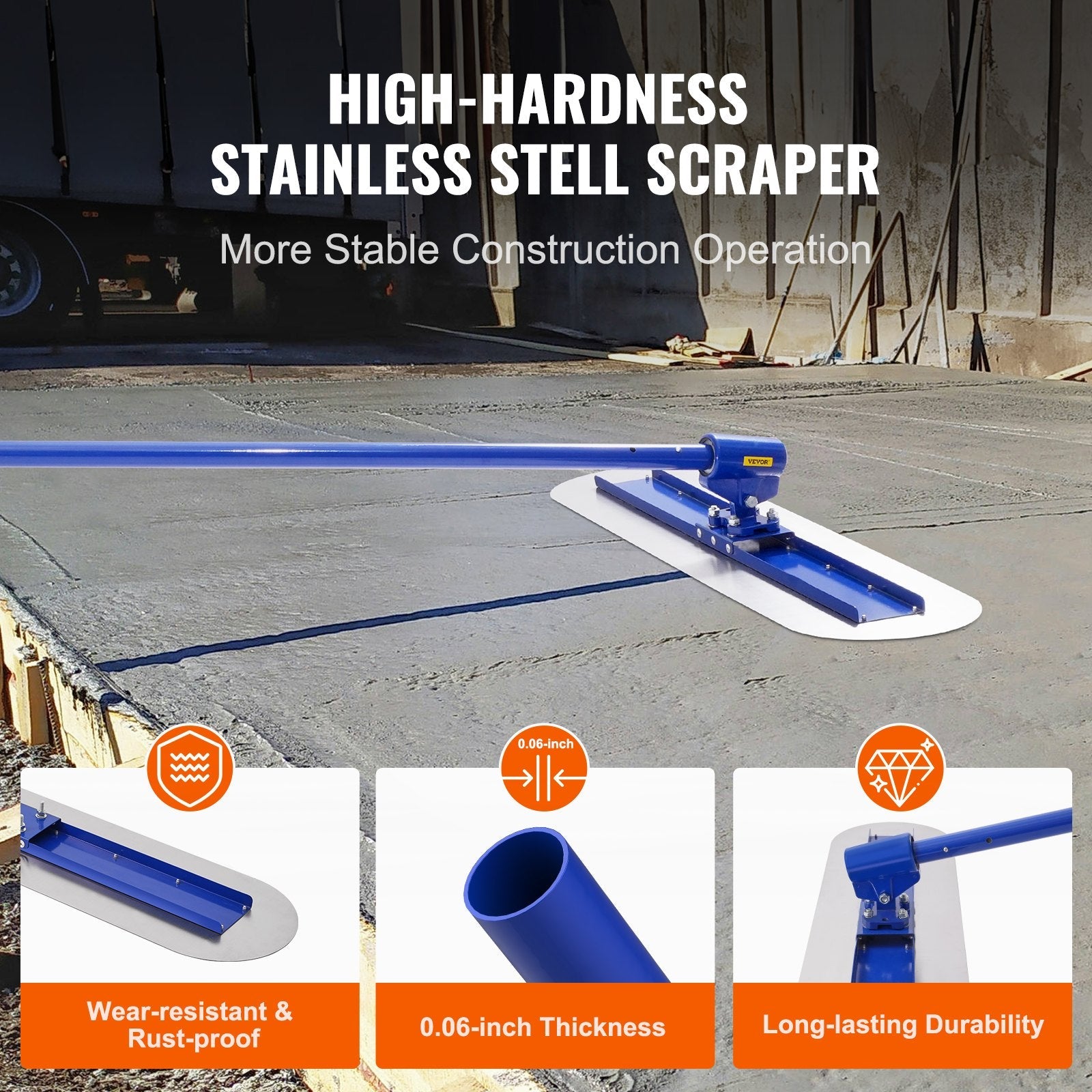 VEVOR Bull Float Manganese Steel Concrete Float 47x11.8 in Concrete Float Tool Cement Tool Bull Concrete Kit Bull Pool Float Bull Float Handle Bull Float Bracket Concrete Tool Finishing Bull Float