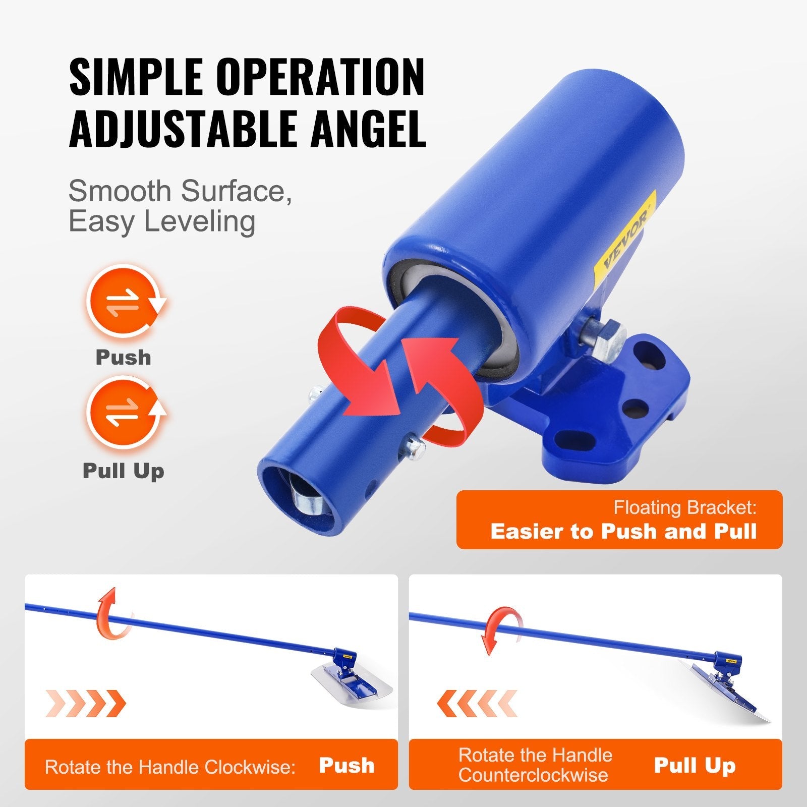 VEVOR Bull Float Manganese Steel Concrete Float 47x11.8 in Concrete Float Tool Cement Tool Bull Concrete Kit Bull Pool Float Bull Float Handle Bull Float Bracket Concrete Tool Finishing Bull Float