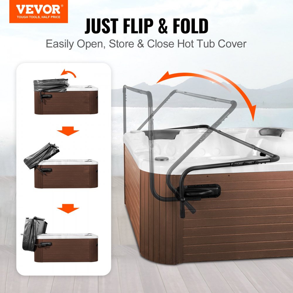 VEVOR Hot Tub Cover Lift, Spa Cover Lift, Height 31.5" - 41.3" Width 69" - 100.5" Adjustable, Installed on Both Sides at the Top, Suitable for Various Sizes of Rectangular Bathtubs, Hot Tubs, Spa