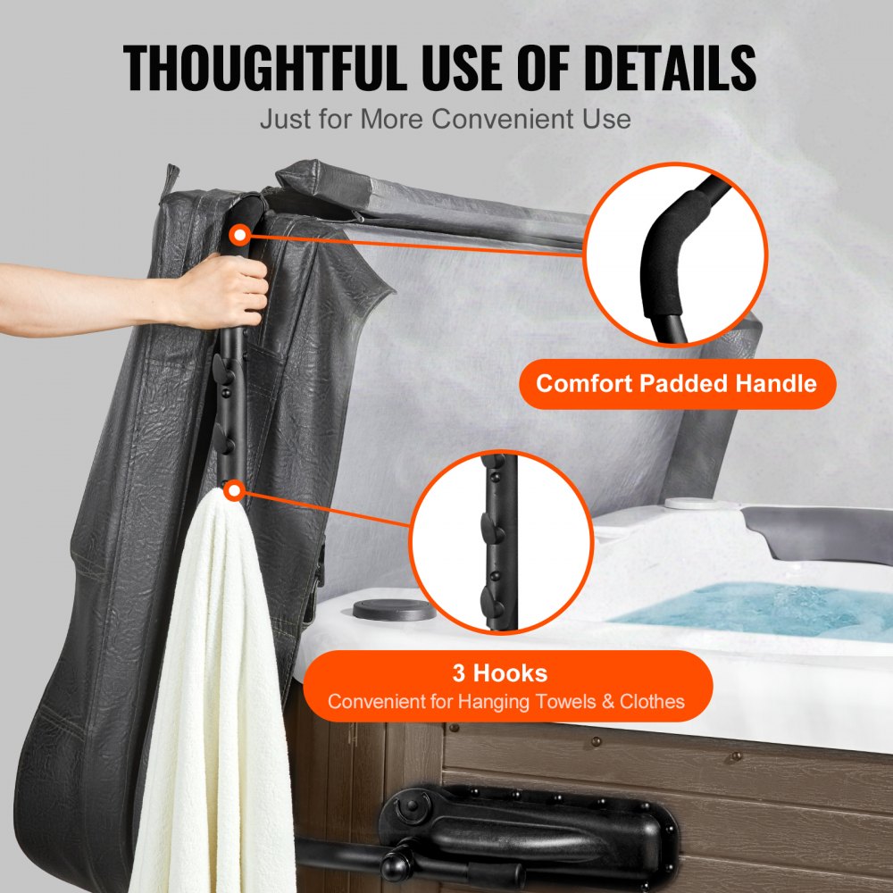 VEVOR Hot Tub Cover Lift, Spa Cover Lift, Height 31.5" - 41.3" Width 69" - 100.5" Adjustable, Installed on Both Sides at the Top, Suitable for Various Sizes of Rectangular Bathtubs, Hot Tubs, Spa